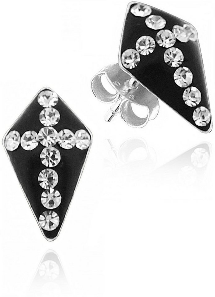 LUISIA® Paar Ohrhänger LUISIA Schwarze Ohrringe mit Kreuz aus Kristallen von LUISIA®