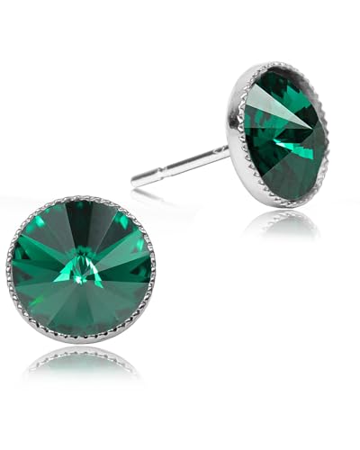 LUISIA 6 mm Ohrstecker "Joy" mit Kristallen von Swarovski (Emerald/Smaragdgrün) von LUISIA