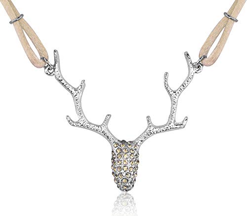 LUISIA® Halskette Nicola mit Strass Hirschkopf und Kristallen von Swarovski® - Hellbraun von LUISIA