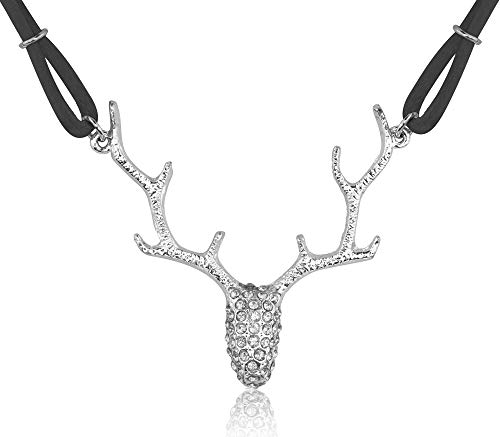 LUISIA® Halskette Nicola mit Strass Hirschkopf und Kristallen von Swarovski® - Schwarz von LUISIA
