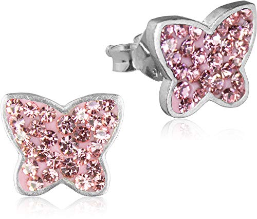 LUISIA® Ohrringe Schmetterling Kristallen von Swarovski® - 925 Sterling Silber - Rosa von LUISIA