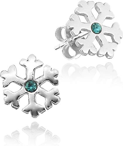 LUISIA® Ohrstecker Schneeflocke mit Kristall von Swarovski® - 925 Sterling Silber - Blau von LUISIA