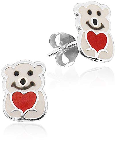 LUISIA Ohrstecker Eisbär mit Herz - 925 Sterling Silber von LUISIA