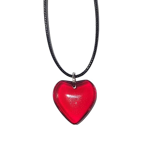 LUJIAXI Fashion Trend Loves Anhänger Schlüsselbeinkette Temperament Einfache Kalt Einstellbare Schwarze Seil Halskette Herz Halskette für Mädchen, Einheitsgröße, Wie beschrieben, Wie beschrieben von LUJIAXI