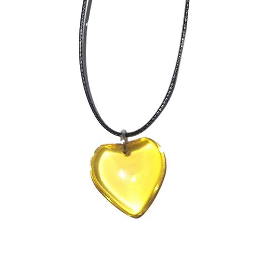 LUJIAXI Fashion Trend Loves Anhänger Schlüsselbeinkette Temperament Einfache Kalt Einstellbare Schwarze Seil Halskette Herz Halskette für Mädchen, Einheitsgröße, Wie beschrieben, Wie beschrieben von LUJIAXI