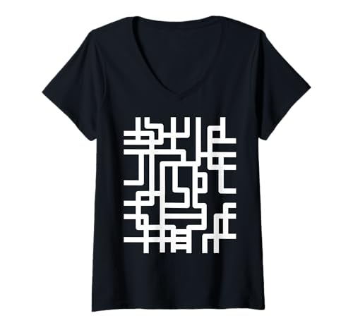 Damen Stylish Geometric Pattern T-Shirt mit V-Ausschnitt Damen Stylish Geometric Pattern T-Shirt mit V-Ausschnitt von LUKE GALLERY