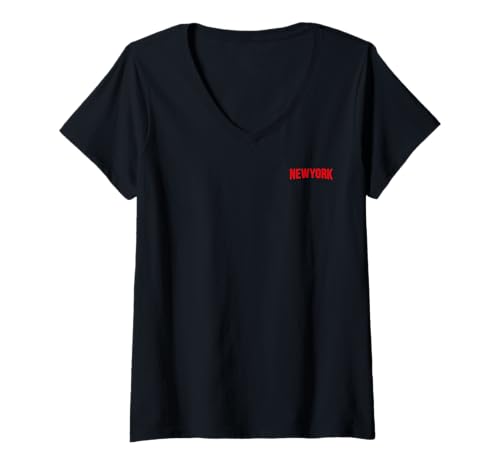 Damen The Newyork RED T-Shirt mit V-Ausschnitt Damen The Newyork RED T-Shirt mit V-Ausschnitt von LUKE GALLERY