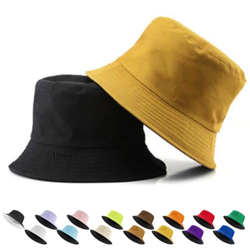 LUKIUP Fischerhut Wendbar Unisex, Herren Damen 2 in 1 Wendbares Sommerhut, Baumwolle Sonnenhut, Breite Krempe Outdoor Sonnenhut Flat Top Cap zum Angeln Wandern Strandsport von LUKIUP