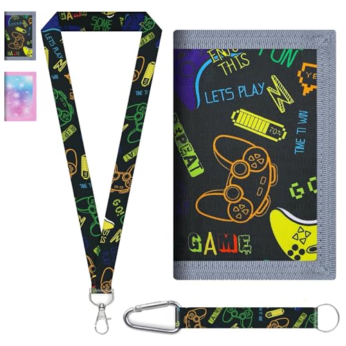 LUKIUP Kinder Geldbörse, Mini Portemonnaie, Brustbeutel Mädchen, Dreifach Gefaltete Geldbörse, mit Klettverschluss, Kordelband,Geldscheinfach und Münzfach Sichtfenster (Schwarz von LUKIUP