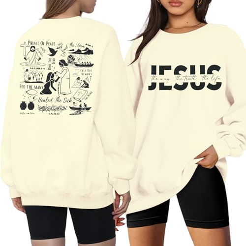 LUKYCILD Christliche Sweatshirts für Damen, Jesus, Jesus, Glaube, inspirierende Hemden, übergroße Grafik-Pullover, aprikose, M LUKYCILD Christliche Sweatshirts für Damen, Jesus, Jesus, Glaube, inspirierende Hemden, übergroße Grafik-Pullover, aprikose, M von LUKYCILD