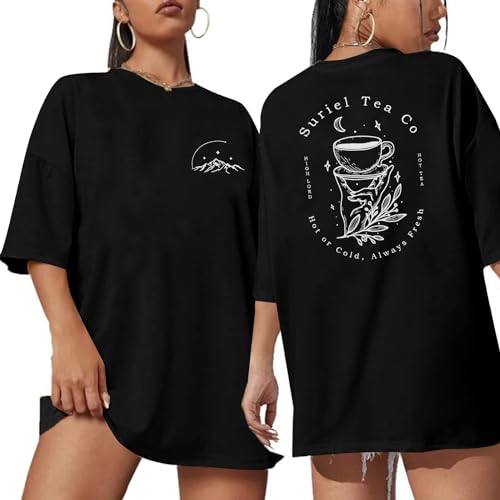 LUKYCILD Suriel Tea Co Shirts Acotar Velaris Vintage Tees für Frauen City of Starlight Oversized T Shirts Bookish Tops, Schwarz1, X-Groß von LUKYCILD