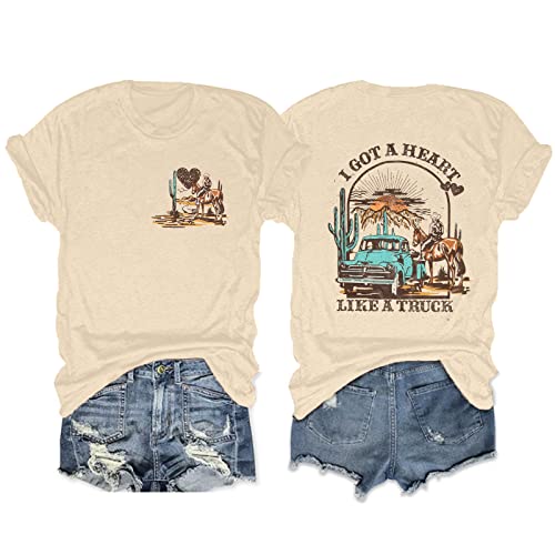 T-Shirt mit Aufschrift "I Got A Heart Like A Truck", für Damen, Country-Musik-Shirts, Nashville, Konzert-Outfit, Western-Sonnenuntergang, Cowgirl-Tops, aprikose, XX-Large T-Shirt mit Aufschrift "I Got A Heart Like A Truck", für Damen, Country-Musik-Shirts, Nashville, Konzert-Outfit, Western-Sonnenuntergang, Cowgirl-Tops, aprikose, XX-Large von LUKYCILD
