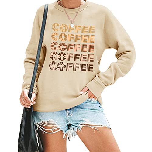 kaffee briefdruck pullover damen, khaki, XX-Large von LUKYCILD
