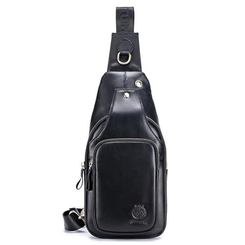 LUKZIJAES Sling Bag aus echtem Leder für Herren, #11-black LUKZIJAES Sling Bag aus echtem Leder für Herren, #11-black von LUKZIJAES