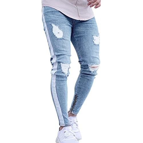 LULER Haushose Herren,Jeans Mit WeißEn NäHten,Herren Shorts Jeans,Blaue Chino Hose Herren,Herren Haremshose,Hosen Chino,Kurze Arbeitshose Herren Orange,Jeans Hose Mit Streifen Herren von LULER