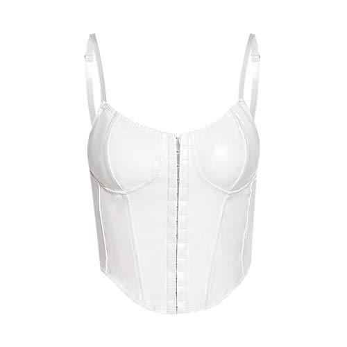 Lulupi Oberteile Damen Leder Crop Top Sexy Camisole Bustier Korsett Kunstleder Wetlook Ärmelloses Tanktop Trägertop Kurze Shapewear Corsage Shirt von LULUJI