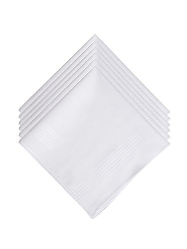 LULUSILK 6 Stücke Weiße Herren Taschentücher Stofftaschentücher 100% Baumwolle, 40 cm x 40 cm von LULUSILK