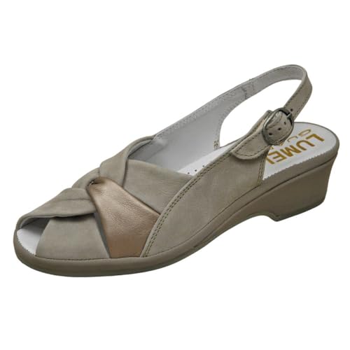 LUMEL 4X-1154 JONAS Damen-Sandalen, anatomisches Fußbett, Handschuhherstellung, ultra leicht, aus Leder, Farbe: creme, Creme 2166 746, 42 EU von LUMEL