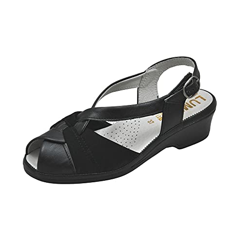 Lumel 4x-487 Matt, anatomische Sandalen, speziell breit, Schwarz, Leder, Schwarz 2738 108, 41 EU von LUMEL