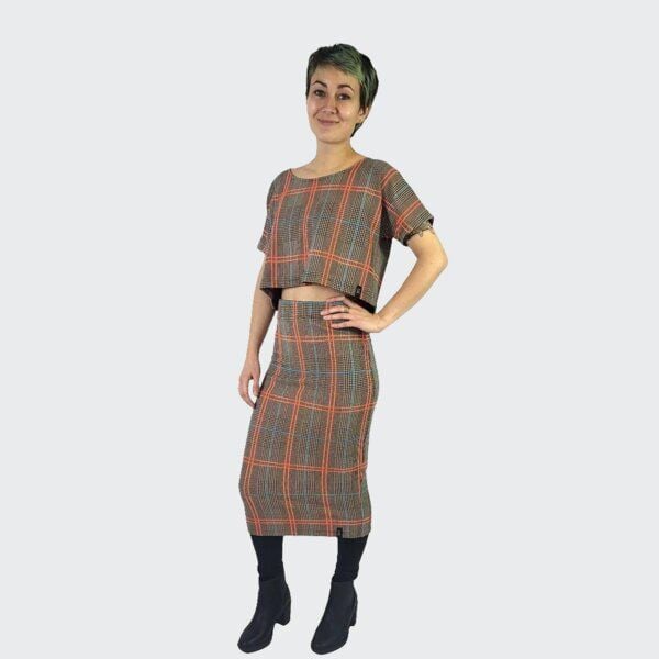 LUMEN organic Bleistiftrock KARO orange/bunt von LUMEN organic