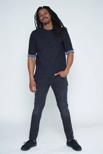 LUMEN organic Halbarm-Shirt STEPP schwarz/grau von LUMEN organic