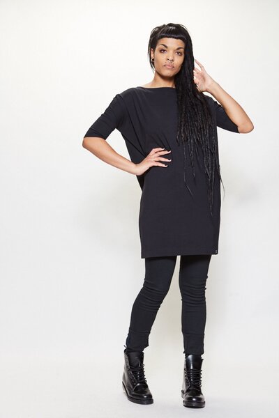 LUMEN organic Longshirt mit 1/2-Ärmel JERSEY in schwarz von LUMEN organic