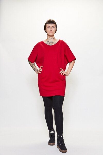 LUMEN organic Longshirt mit Taschen JERSEY rot von LUMEN organic