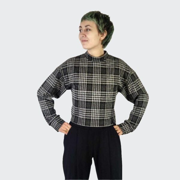 LUMEN organic Pullover WIDE SLEEVES Strick schwarz/grau von LUMEN organic