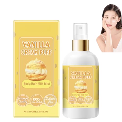 Vanille-Körperspray, Vanille-Windbeutel-Körperlotion-Spray, Feuchtigkeitsspray mit Haar- und Körperduft, langanhaltendes Körperduftspray, Körper-/Haarlotion-Spray Vanille-Windbeutel von LUMNB