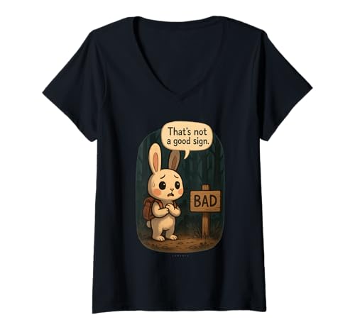 Damen Lustiger Hase Spruch Meme – That’s Not a Good Sign T-Shirt mit V-Ausschnitt von LUMOMIX