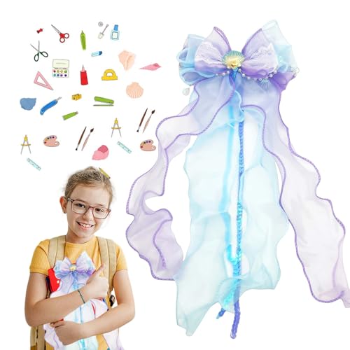 LUMOOM Haarschmuck Mädchen mit Haarschleife, Große Schleife für Haare mit Clip, Elegante bunte Haarklammern als Haarspangen zur Hochzeitsfeier (C-Kleine Muschel) von LUMOOM