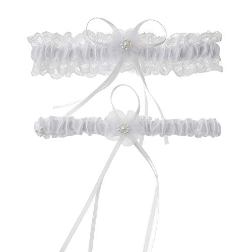 LUMoony 2Pcs Hochzeit Braut Beine Strumpfband Set Spitze Hochzeit Strumpfband Strumpfbänder Für Braut Spitze Braut Brautband Bowknot Strumpfband Spitze Gürtel Bein Hals Ring von LUMoony