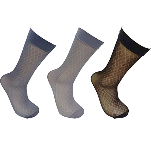 LUMoony Durchsichtige Herren-Socken aus Nylon 3 Paar Ultradünne Kleid Socken Durchsichtig Business Socken Muster atmungsaktiv dünn und einfarbig Weiches Nylon Arbeitshose Sox Mid Calf von LUMoony