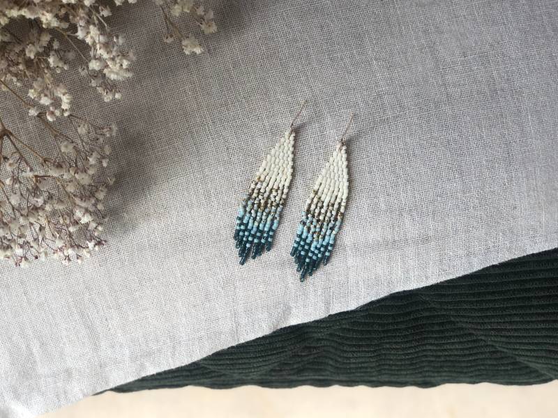 Perlen Ohrringe Fringe Fransenohrringe Handgewebt | Cielo von LUNARTSCHMUCK