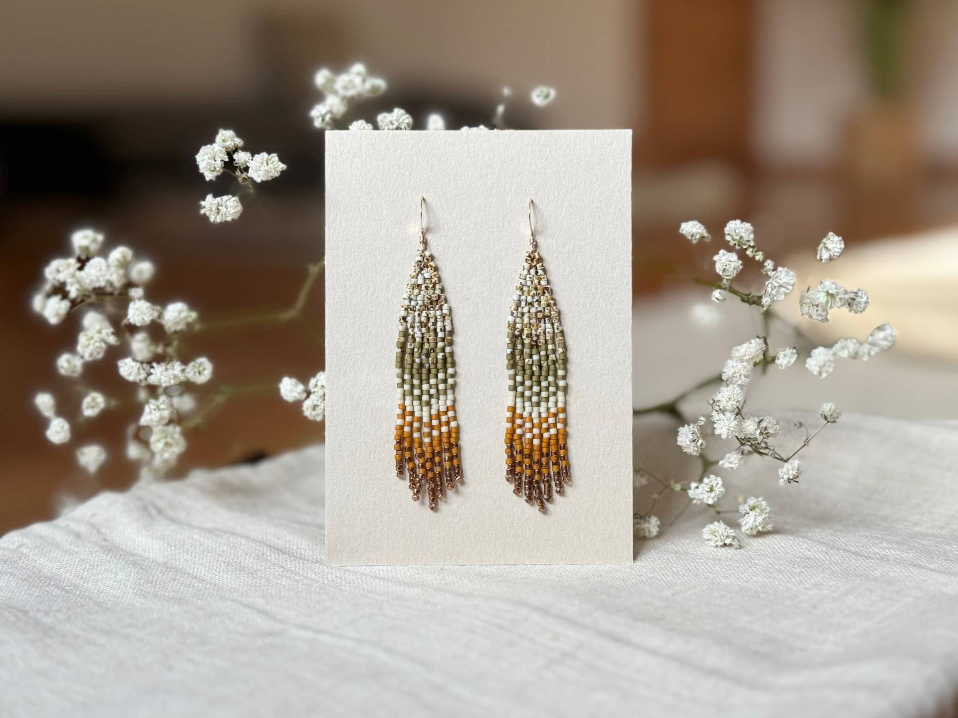 Perlen Ohrringe Fringe Fransenohrringe Handgewebt | Pachamamita von LUNARTSCHMUCK