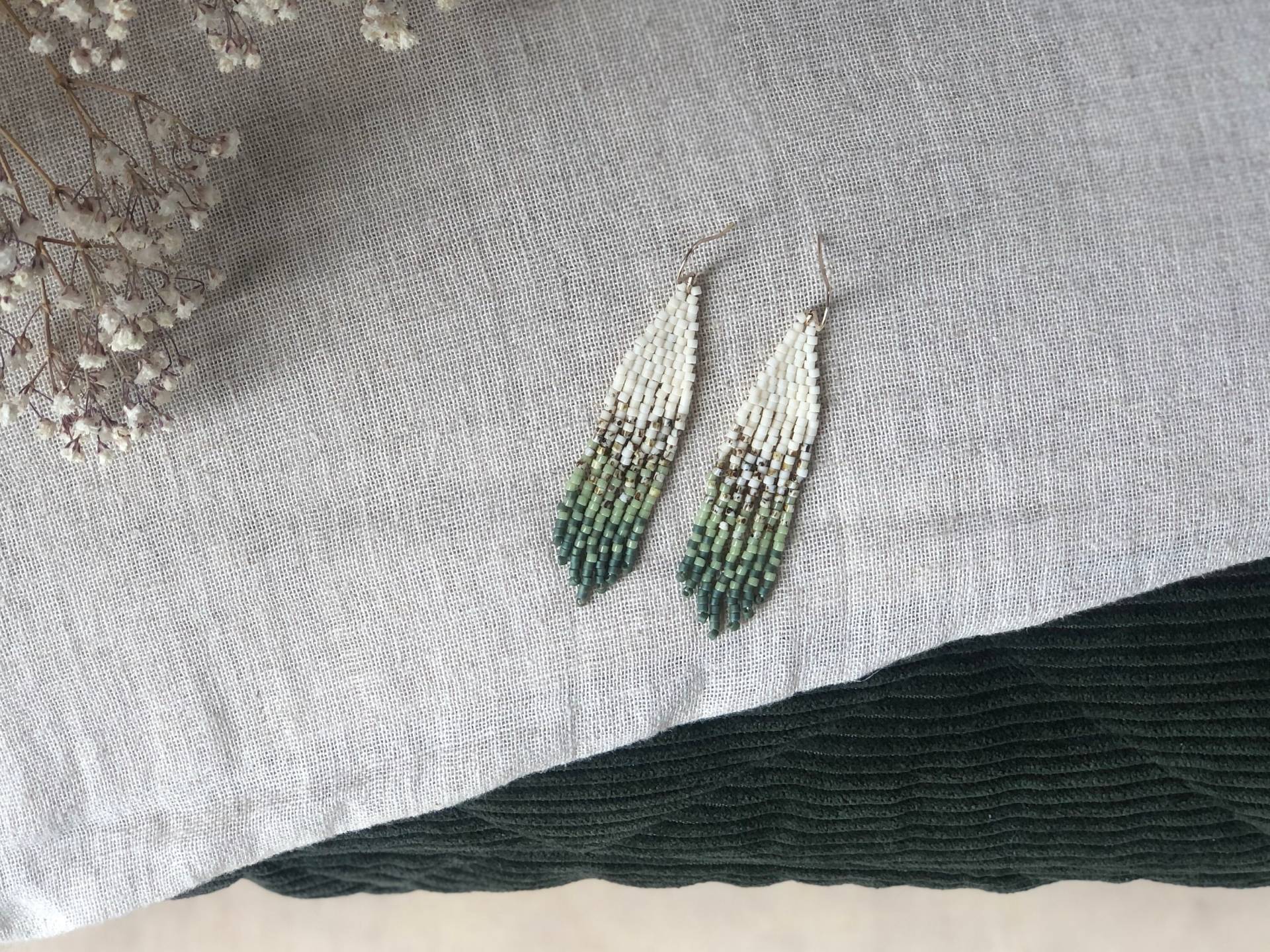 Perlen Ohrringe Fringe Fransenohrringe Handgewebt | Wachuma von LUNARTSCHMUCK