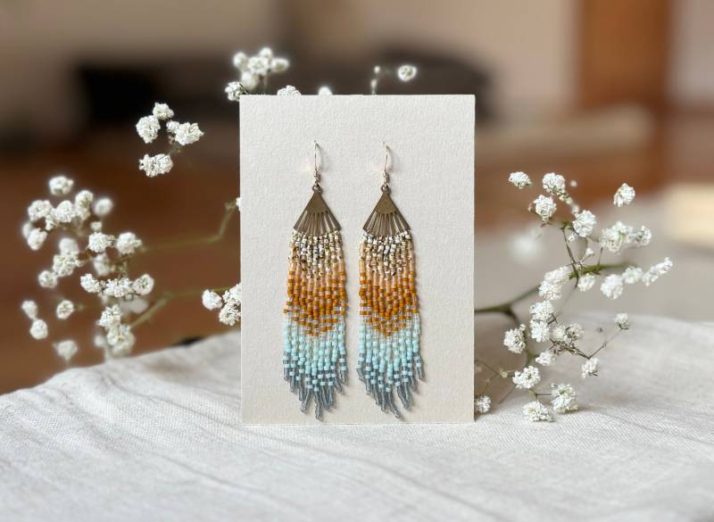 Perlen Ohrringe Fringe Fransenohrringe Mit Messing Verbindungsstück | Einzigartig von LUNARTSCHMUCK