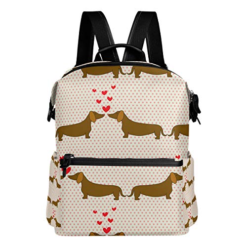 LUNLUMO Rucksack mit Cartoon-Hund, Dackel, für Schule, Reisen, für Damen und Herren von LUNLUMO