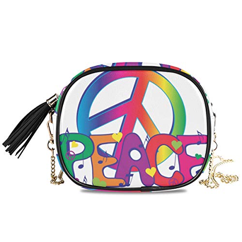 LUNLUMO Schultertasche, Schultertasche mit Peace-Zeichen und Text von LUNLUMO