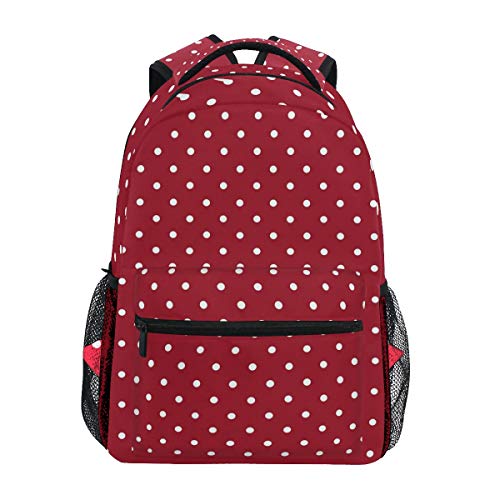 LUNLUMO Weiße Punkte rotes Hintergrundmuster Reise Daypack Casual Rucksack Schultasche für Herren/Damen von LUNLUMO