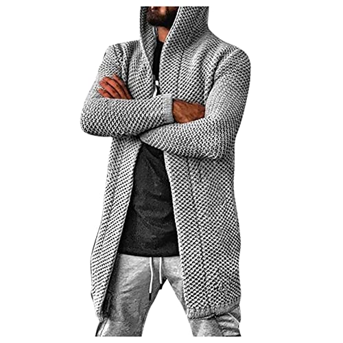 Fleecejacke Herren Winter Outdoor Regenjacke Herren Fahrradmantel 28 Zoll 42-622 Herbst Winter Einfarbig Langarm Cardigan Mit Kapuze Lässig Warm Long Kapuzenjacke Leichte Windjacke Herren (Grau, Xxl) von LUNULE