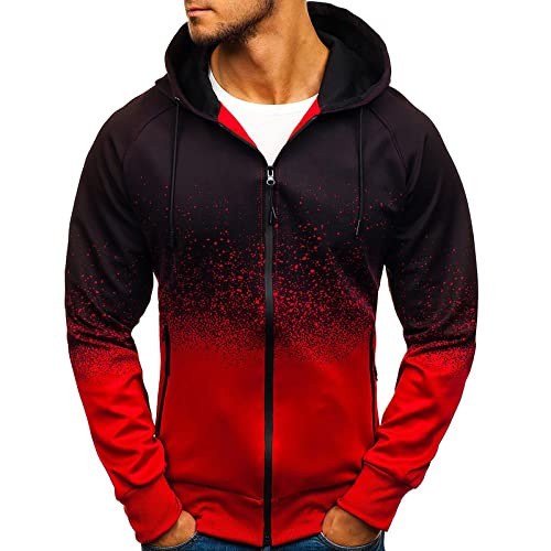 Herren Hoodie,Herren Hoodie Mit Schalkragen Herren Slim Fit Cardigan Mit Reißverschluss Zipper Kapuzenpullover Kapuzenjacke Sweatshirt Casual Leichter Kapuzenjacke Lässige Hoodie Winter Jacket Coat von LUNULE