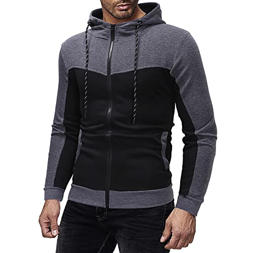 Herren Sweatjacke,Herren Hoodie Mit Schalkragen Herren Slim Fit Cardigan Mit Reißverschluss Zipper Kapuzenpullover Kapuzenjacke Sweatshirt Casual Leichter Kapuzenjacke Lässige Winter Jacket Coat von LUNULE