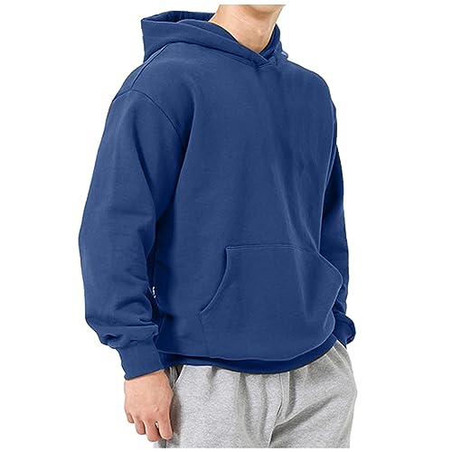 Kapuzenpullover FüR Herren Oversized Hoodie Laufshirt Herren MäNner Einfarbig Langarm Kapuzenpullover Mit Taschen Casual Warm Sweatshirt Mit Kapuze Unisex Activewear FüR Herren (Royal Blue, Xl) von LUNULE