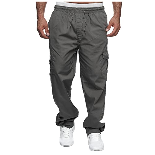 LUNULE Baggy Jeans Herren, Jeans Hose Working Pants Men Einfarbige Cargo Hose Casual Kordelzug Cargohose Elastische Freizeithose Mit Tasche Jeans Hosen Herren Coole Dinge(Gray,XXL) von LUNULE