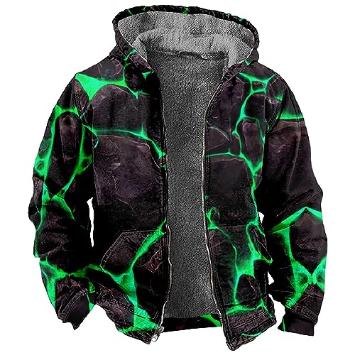 LUNULE Bomberjacke Herren Strickjacke Herren Winter 3In1 Jacke Herren 3D Druck Teddy Fleece Gefüttert Hoodie Jacke Winter Dicke Plüsch Innenfutter Softshelljacke (Mehrfarbig, 3Xl) von LUNULE