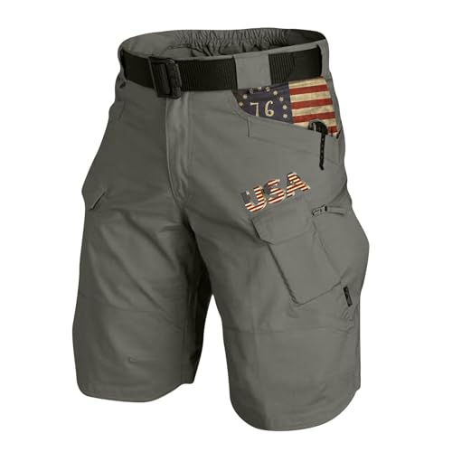 LUNULE Cargohose Herren Retro Patchwork Cargo Shorts Mit Taschen Sommer Bermuda Hose Kurz von LUNULE