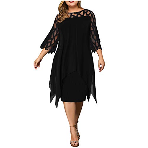 LUNULE Damen Kleider Große Größe Elegant Cut Outs Bleistiftkleid Schwarz Chiffon-Mesh Rundhals Festliches Ballkleid mit 3/4 Ärmel Chiffonkleid Knielang Partykleid Cocktailkleid Abendkleider Midikleid LUNULE Damen Kleider Große Größe Elegant Cut Outs Bleistiftkleid Schwarz Chiffon-Mesh Rundhals Festliches Ballkleid mit 3/4 Ärmel Chiffonkleid Knielang Partykleid Cocktailkleid Abendkleider Midikleid von LUNULE