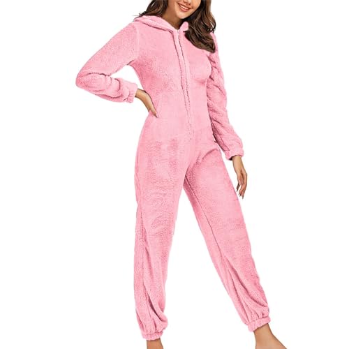 LUNULE Damen Weihnachts Pyjama Kuschelig Jumpsuits Warm Plüsch Einteiler Onesie Flauschig Hausanzug Ugly Christmas Sweater Kuschel Weihnachten von LUNULE