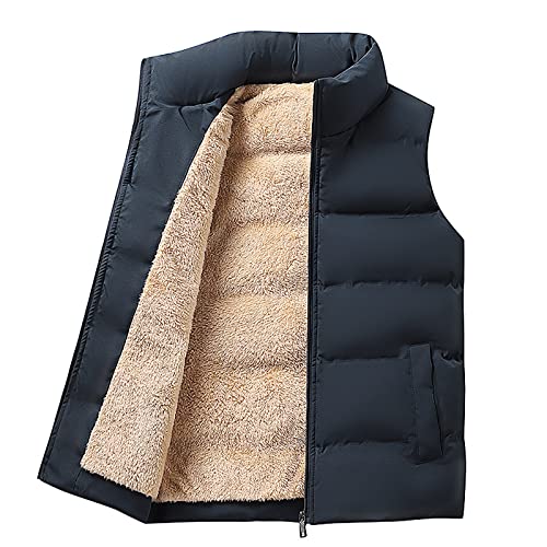 LUNULE Daunenweste Herren Einfarbig Unisex Steppweste Mit Fleece Gefüttert Ärmellose Stehkragen Winterwesten In Daunenoptik Thermo Freizeitweste Mit Reißverschluss Männer Warm Vest Übergangsjacke von LUNULE